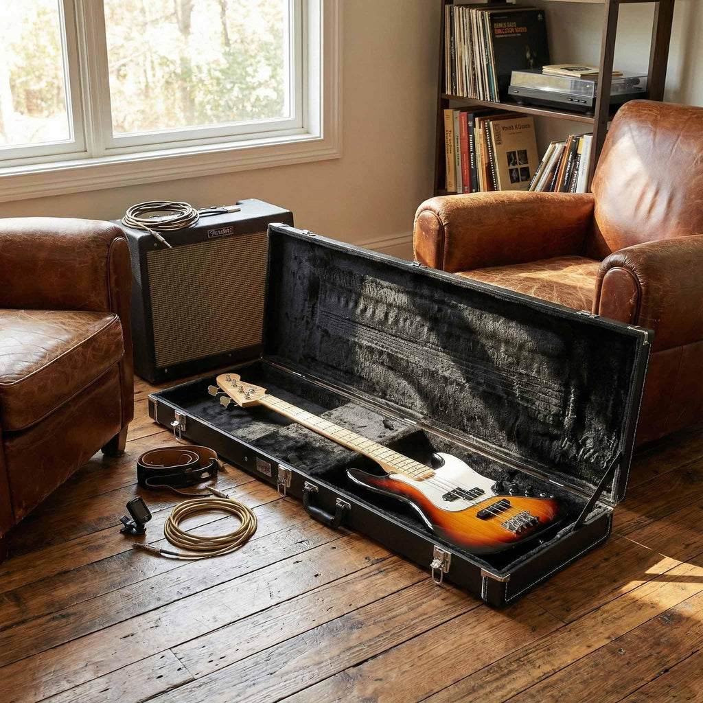 Black Bass Guitar Hard Case with Lock and Key P5826