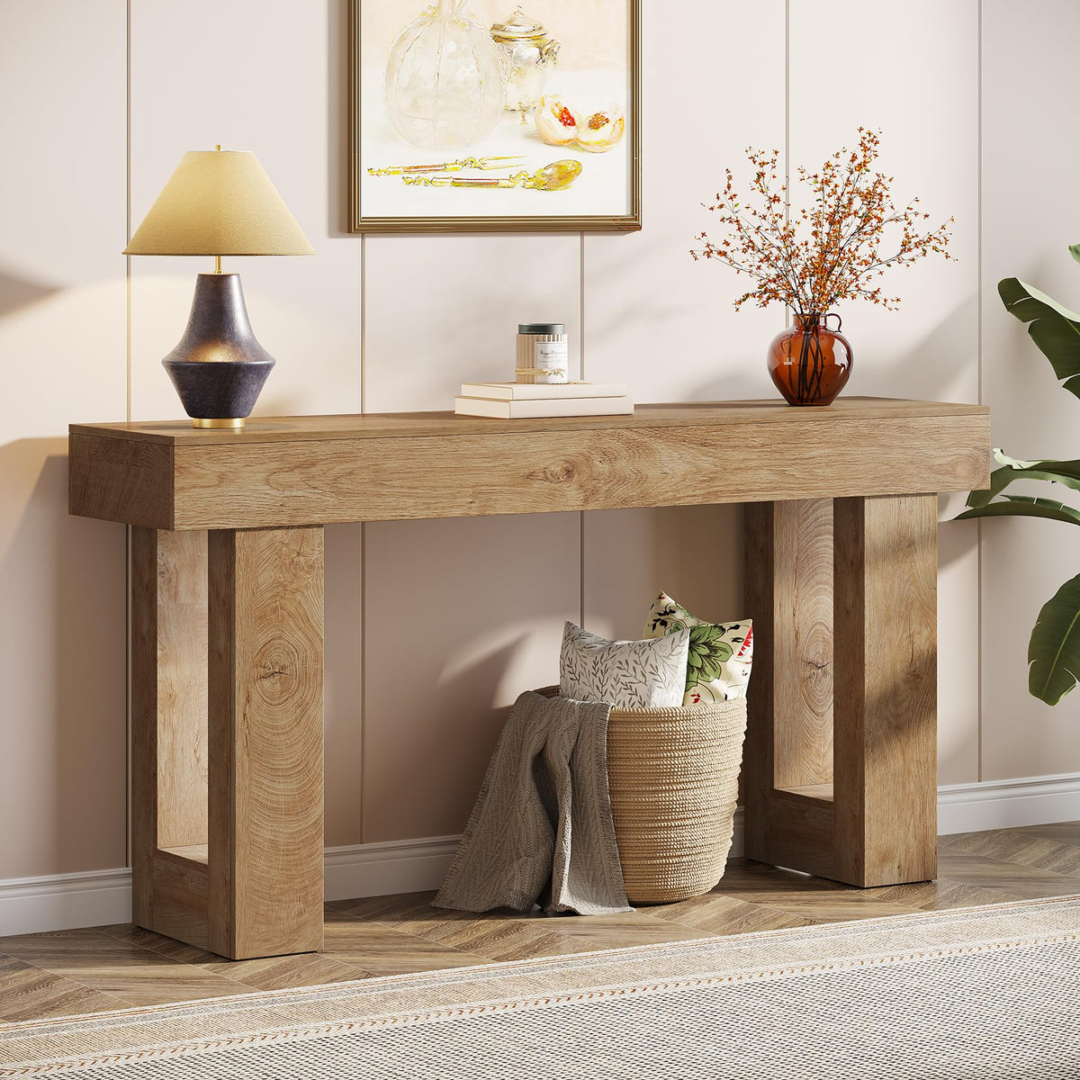 63-Inch Wooden Rectangular Console Table I55240