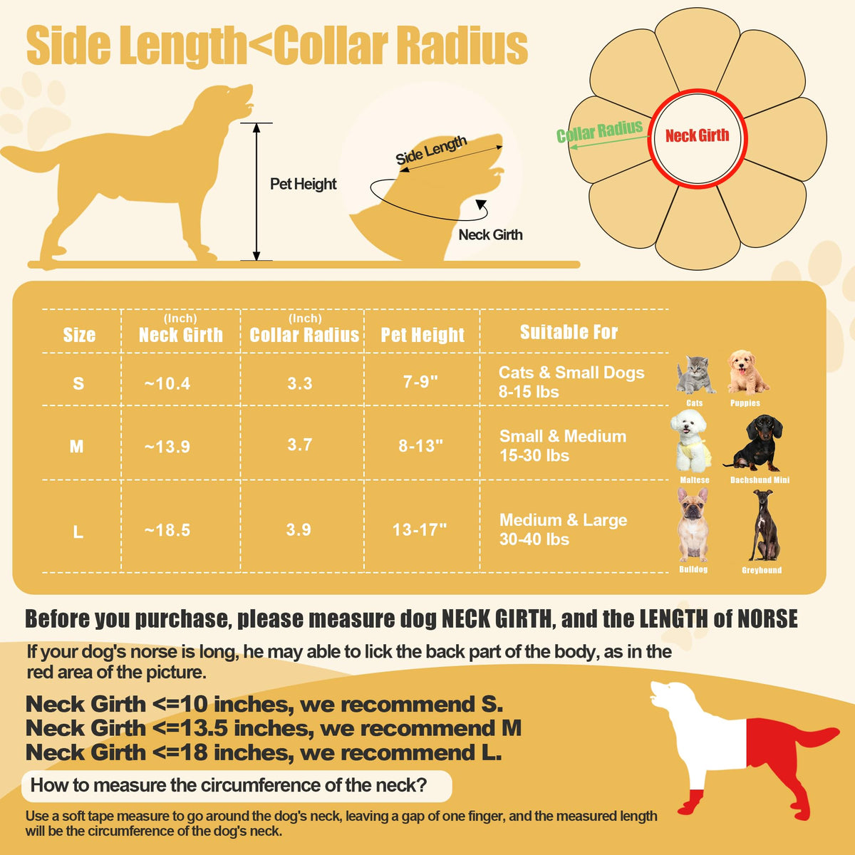 Soft Dog Cone for Dogs and Cats, Adjustable Dog Collar Alternative A461