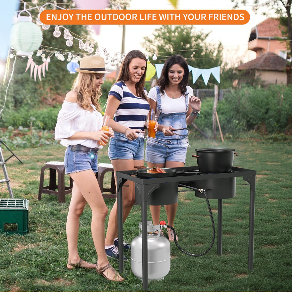 2 Burner High Pressure Propane Camping Stove with Detachable Legs S886