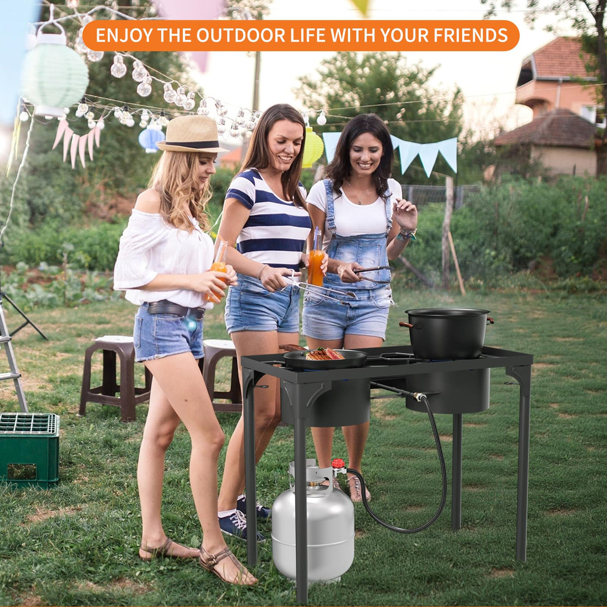 2 Burner High Pressure Propane Camping Stove with Detachable Legs S886