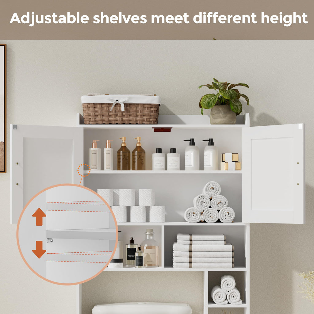 Wooden Over The Toilet Storage Cabinet with Barn Door F418590