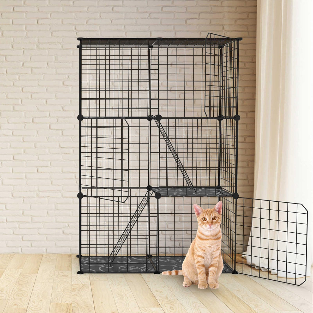 3-Tier Cat Cage with 3 Doors 2 Ramp Ladders G231562