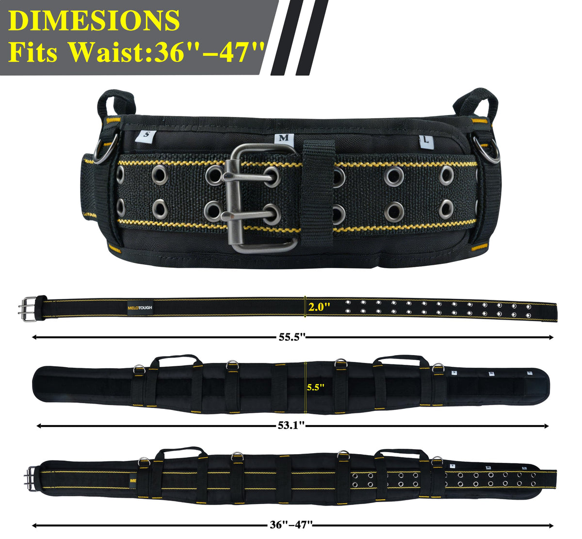 Padded Heavy Duty Work Belt with D Ring D7405