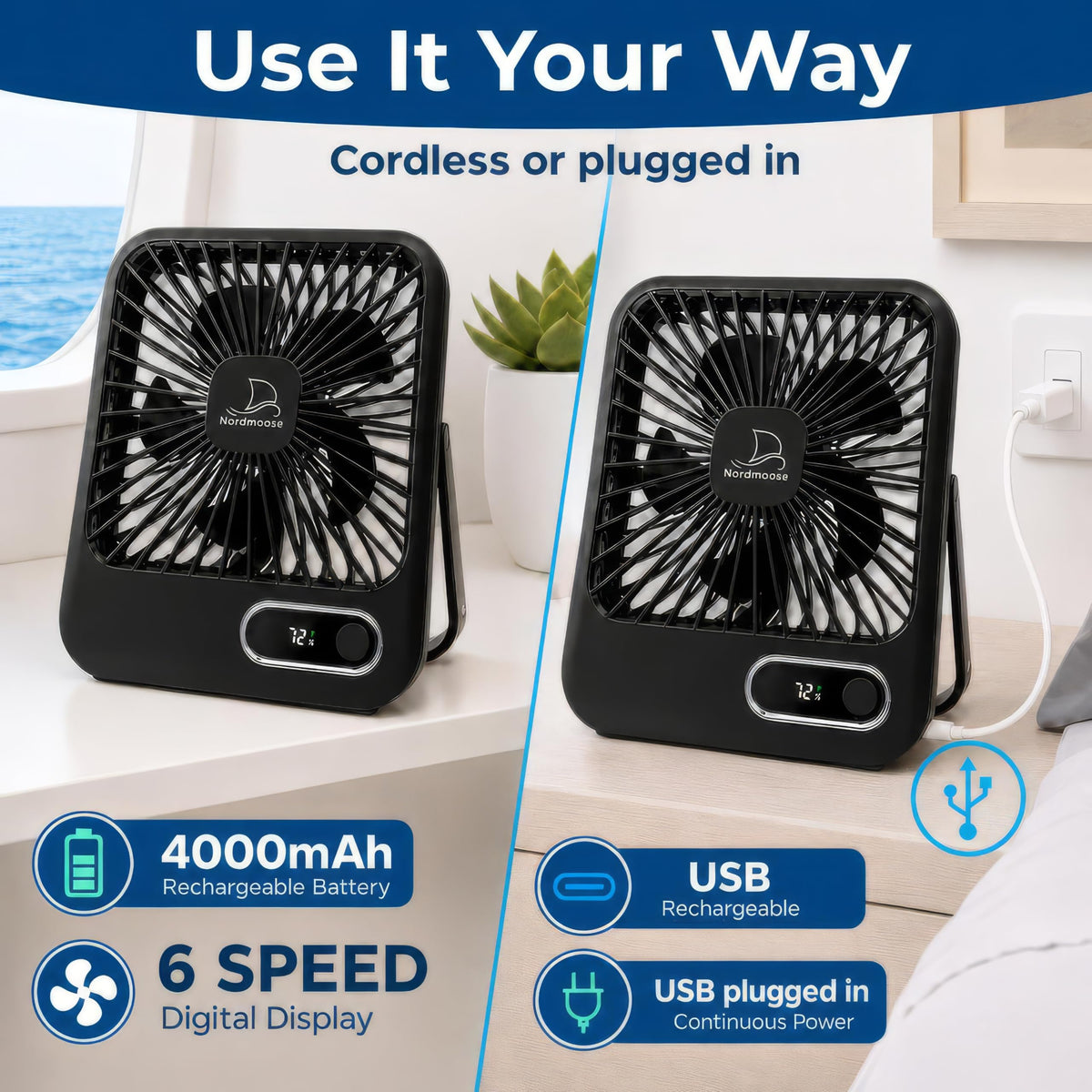 Portable USB Rechargeable Fan with Magnetic Hook C165896