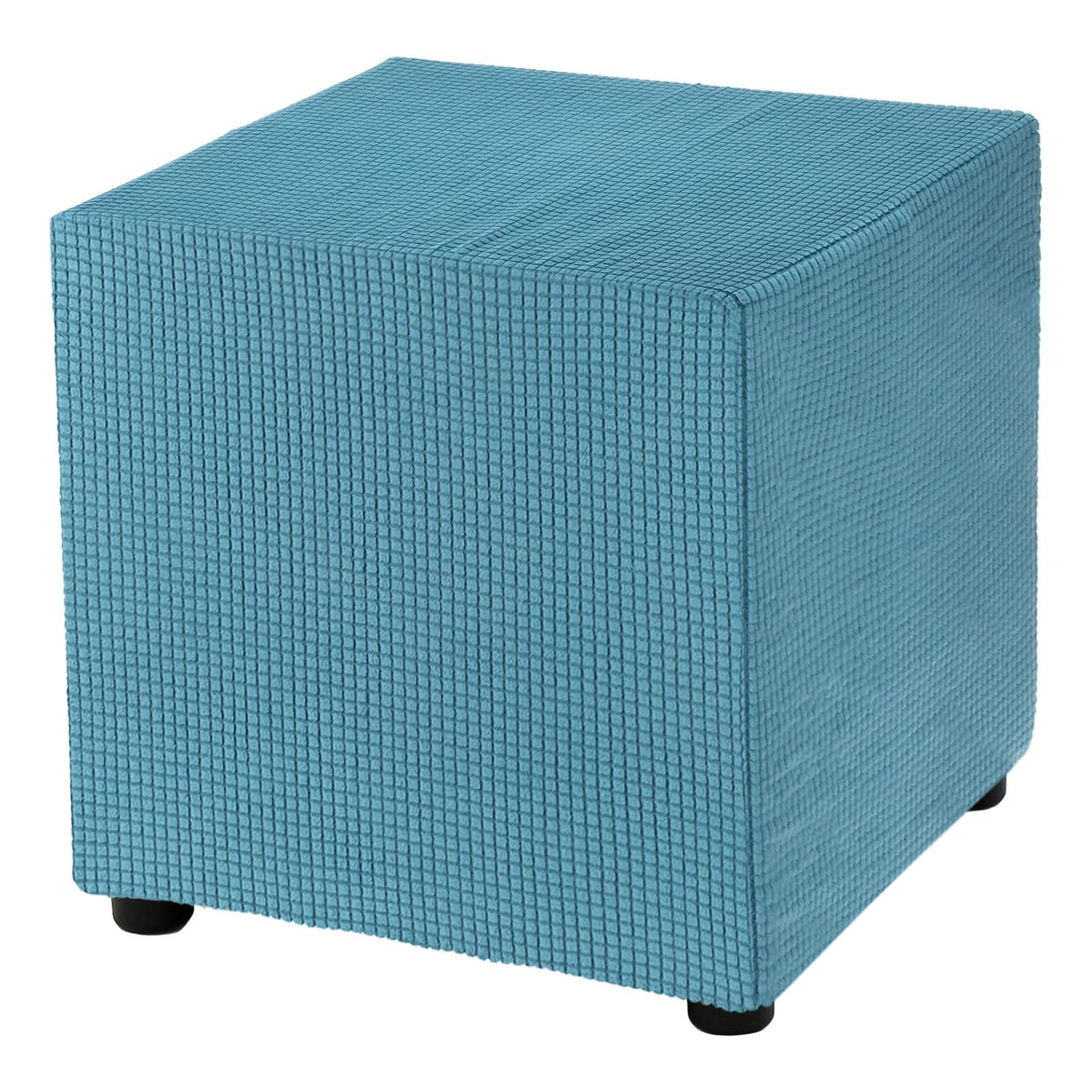 Teal Stretch Polyester Ottoman Cover E347