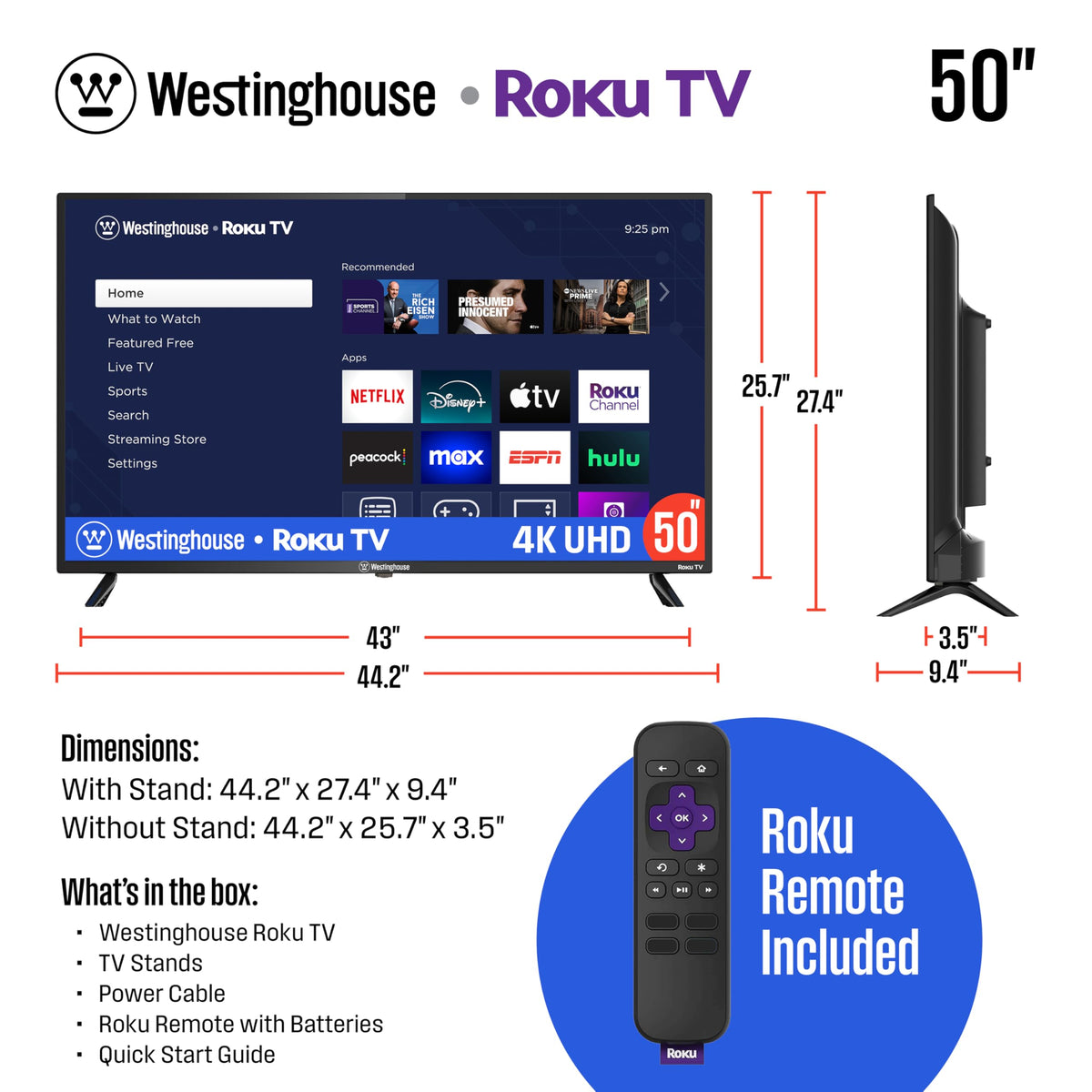 50 Inch 4K UHD Smart TV P22425