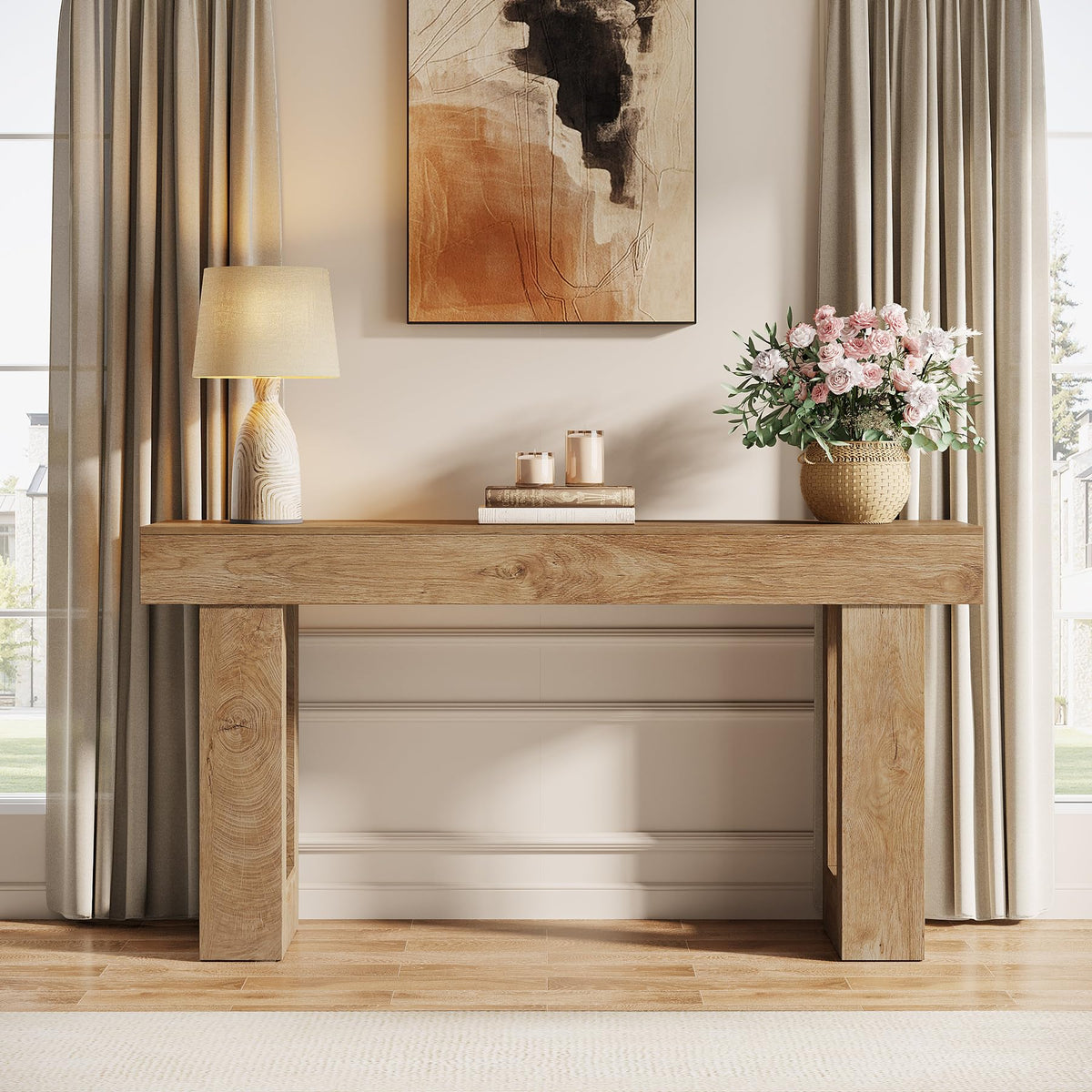 63-Inch Wooden Rectangular Console Table I55240