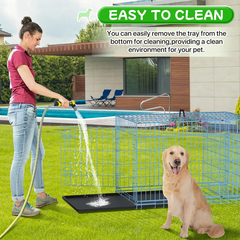 48 Inch Extra Large Double Door Folding Metal Dog Crate with Divider Panel M84040