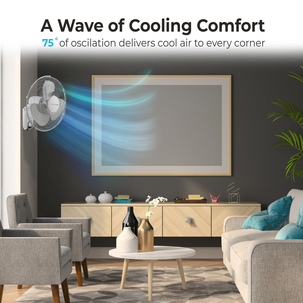 16 inch 3 Speed Oscillating Wall Mount Fan with Remote Control X258