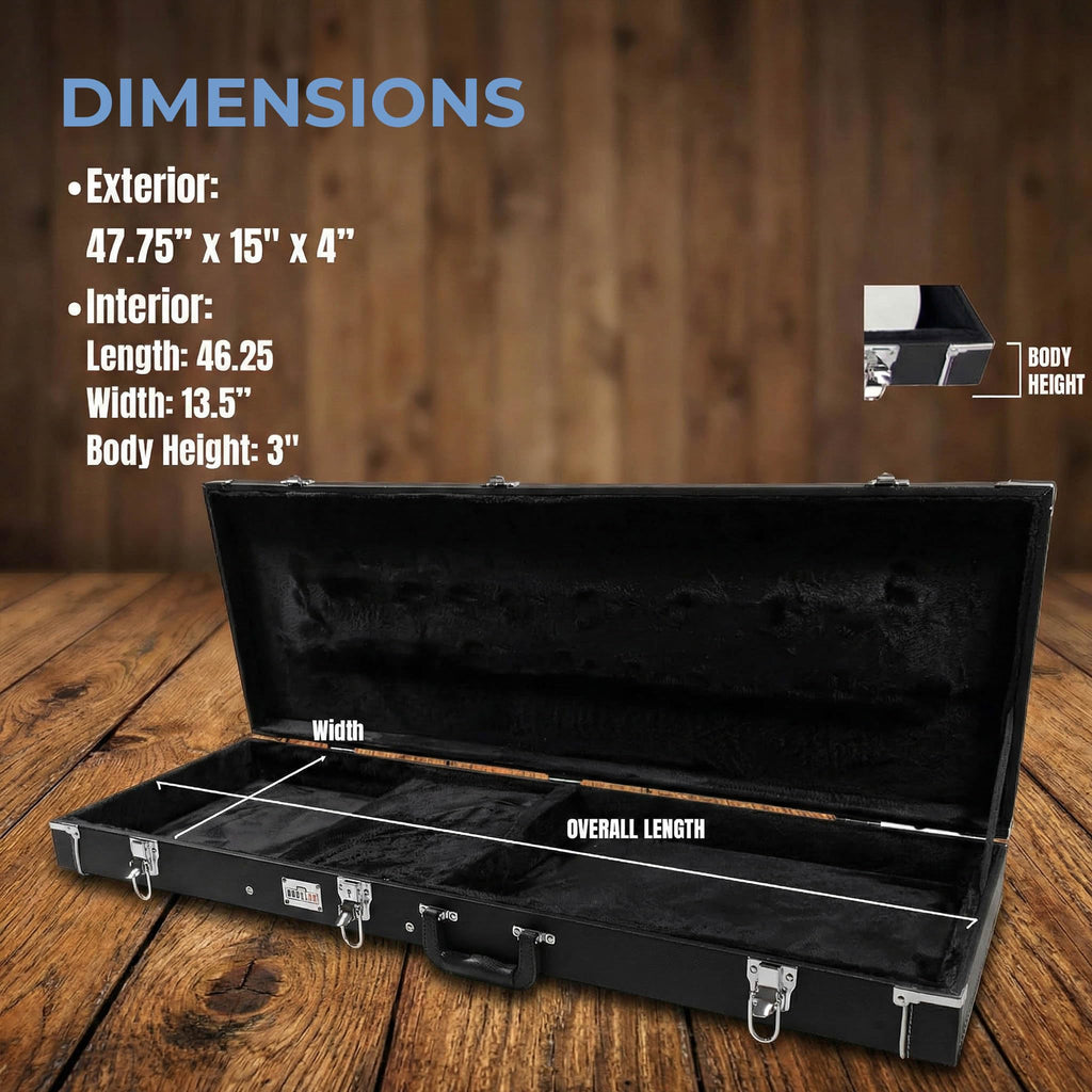 Black Bass Guitar Hard Case with Lock and Key P5826
