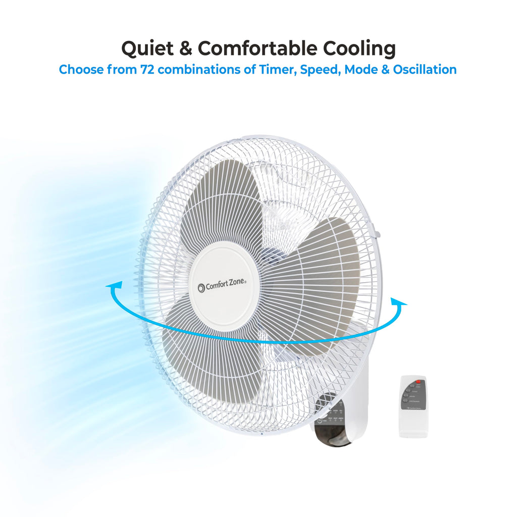 16 inch 3 Speed Oscillating Wall Mount Fan with Remote Control X258