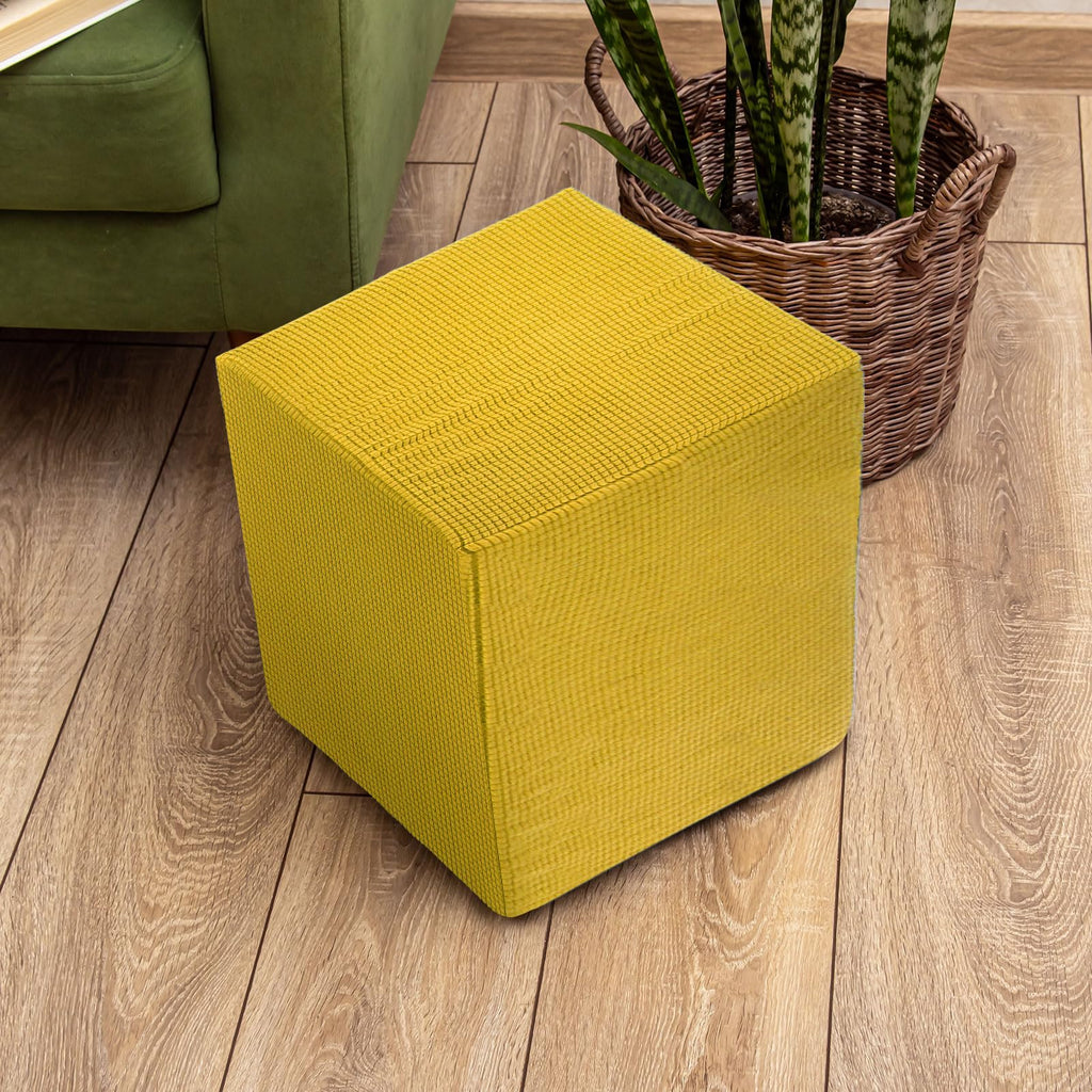 Teal Stretch Polyester Ottoman Cover E347