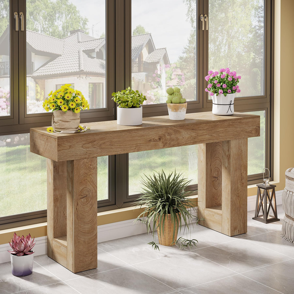 63-Inch Wooden Rectangular Console Table I55240