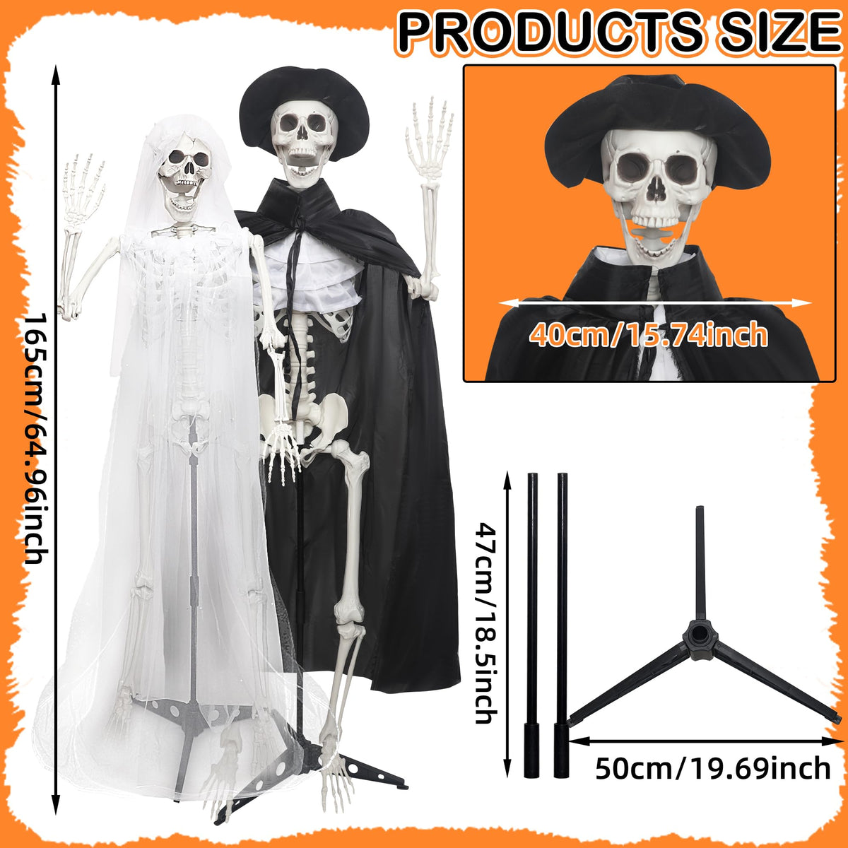 5.4Ft Life Size Skeletons with Stand M987568