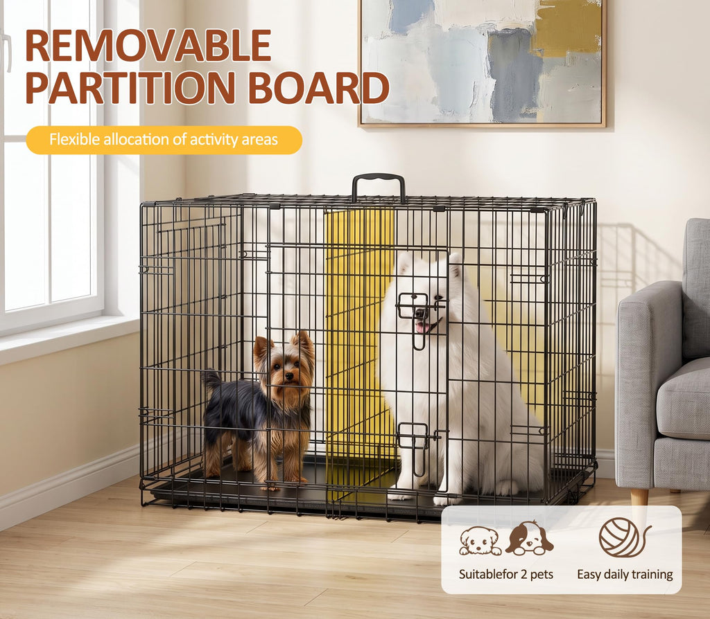 48 inch Folding Metal Wire Dog Crate with Double Door U802