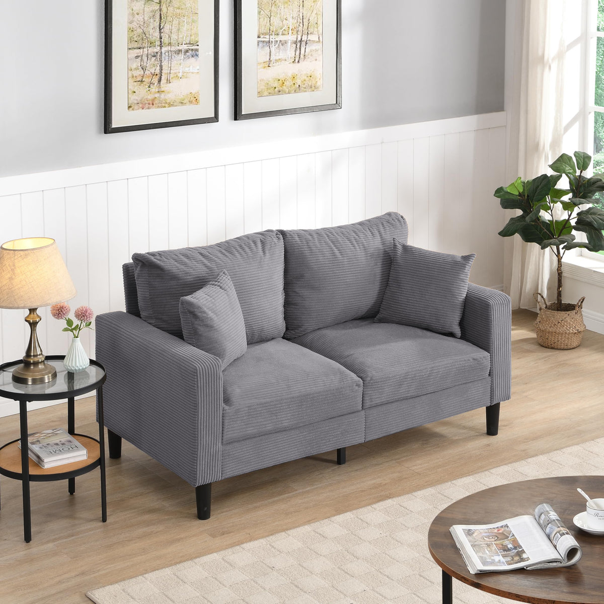 Light Gray 2-Seat Upholstered Loveseat Sofa E888197