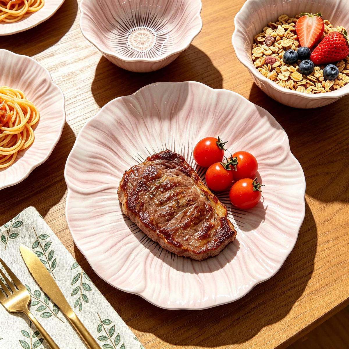 Ceramic Dinnerware Set of 12, Plates and Bowls Set for 4 O163993