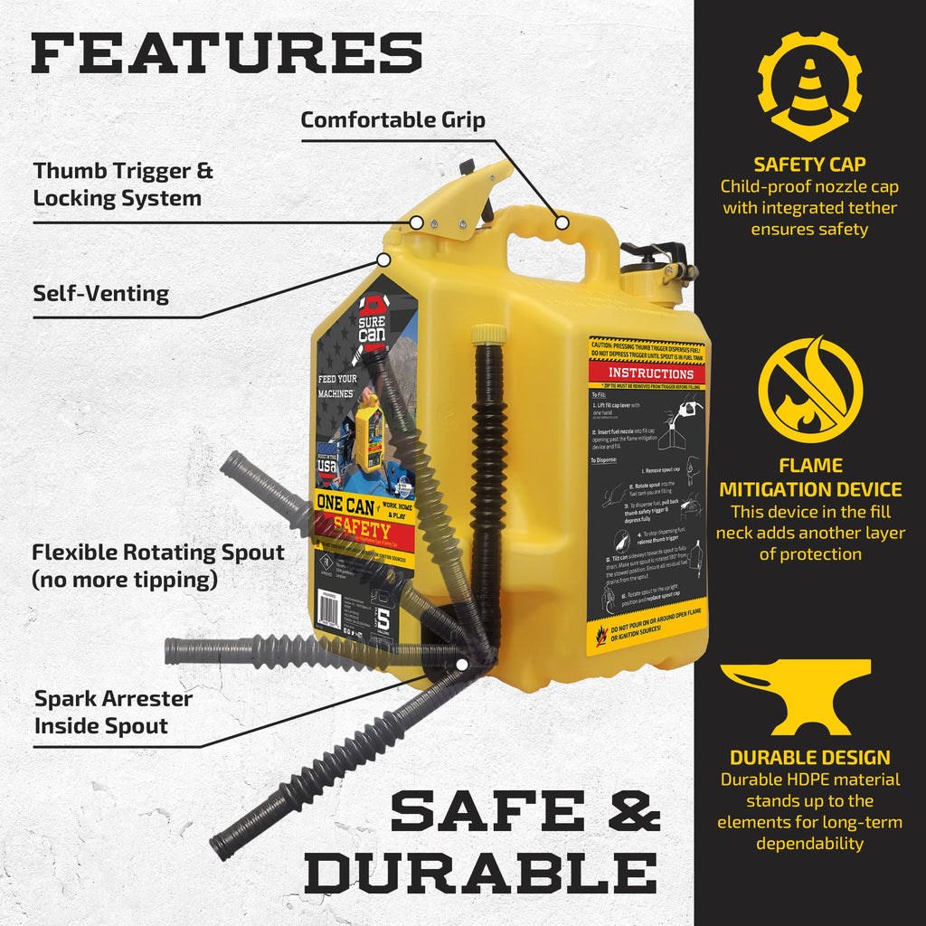 5 Gallon Self-Venting Safety Can with Rotating Spout T59654