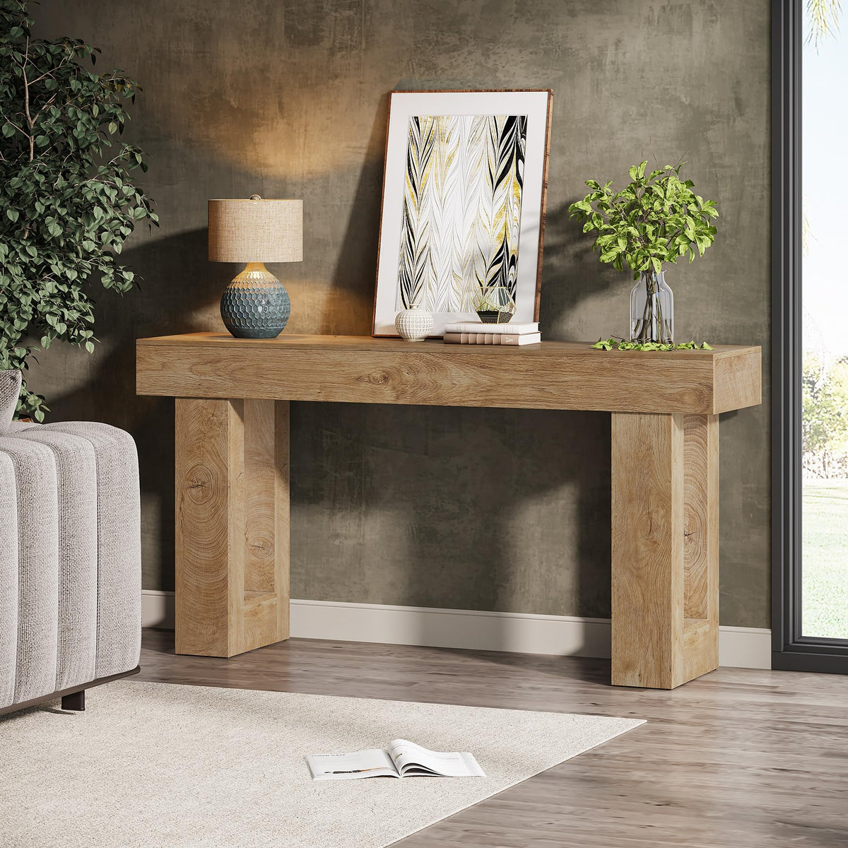63-Inch Wooden Rectangular Console Table I55240