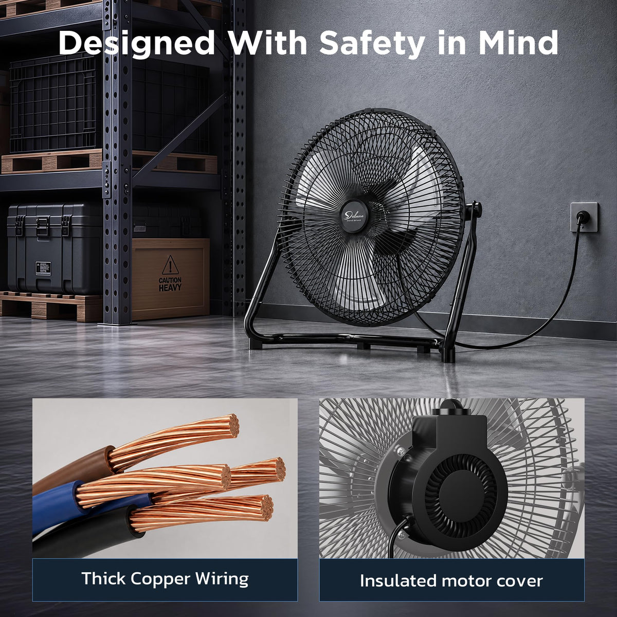 20 Inch 3-Speed High Velocity Metal Floor Fan R28376