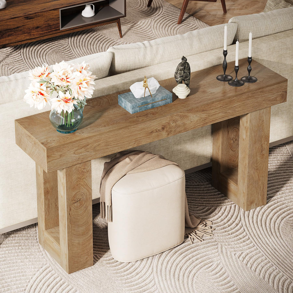 63-Inch Wooden Rectangular Console Table I55240