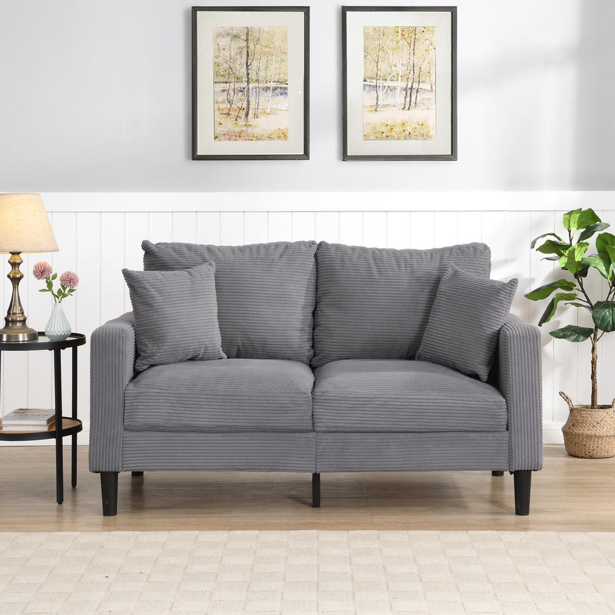 Light Gray 2-Seat Upholstered Loveseat Sofa E888197